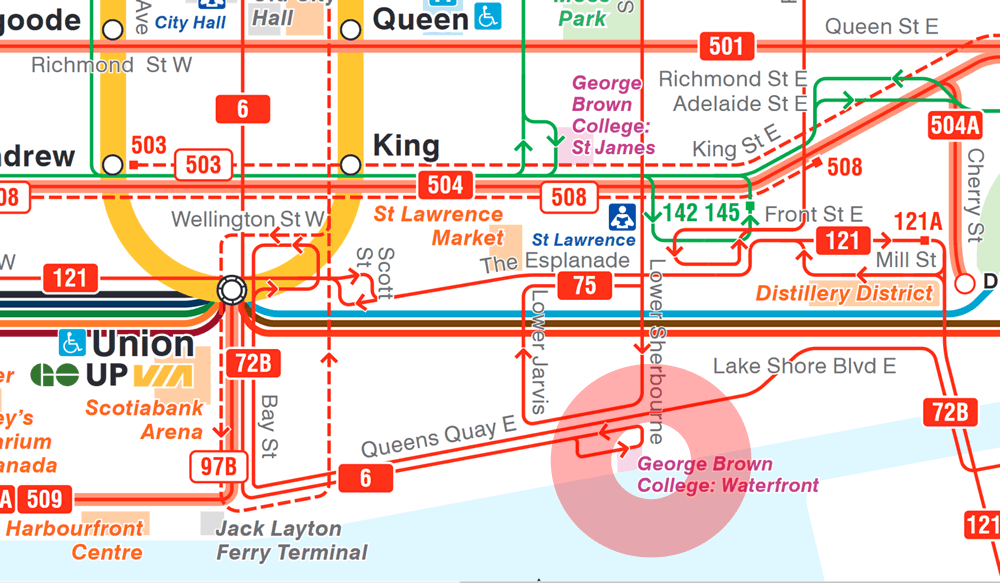 Transit to Sherbourne Common in Toronto