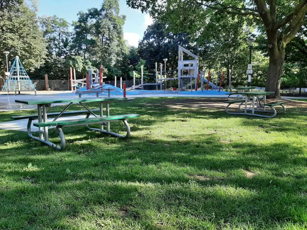 Sackville playground in Corktown: Picnic tables