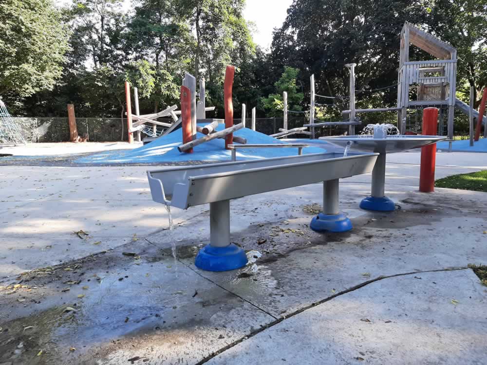 Sackville playground splash pad water fountain and trough