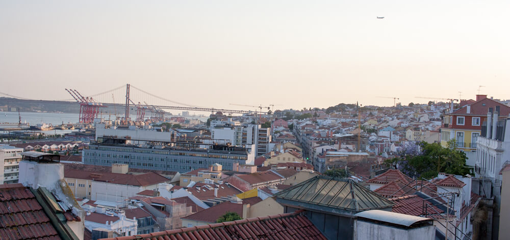 Views from Miradouro de Santa Catarina in Lisbon