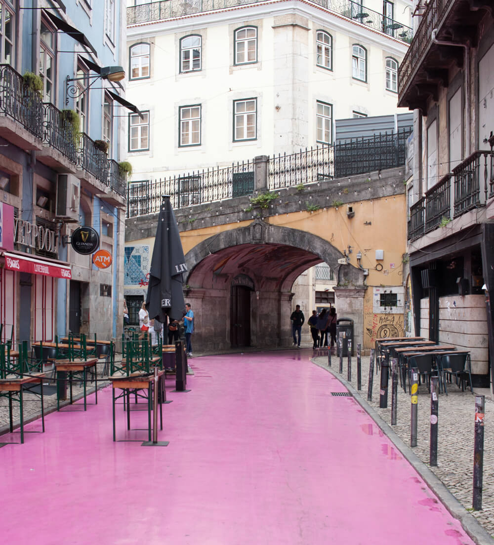 Pink Street in Lisbon, Portugal