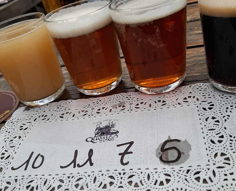Craft beer flight at Quimera Brewpub in Lisbon