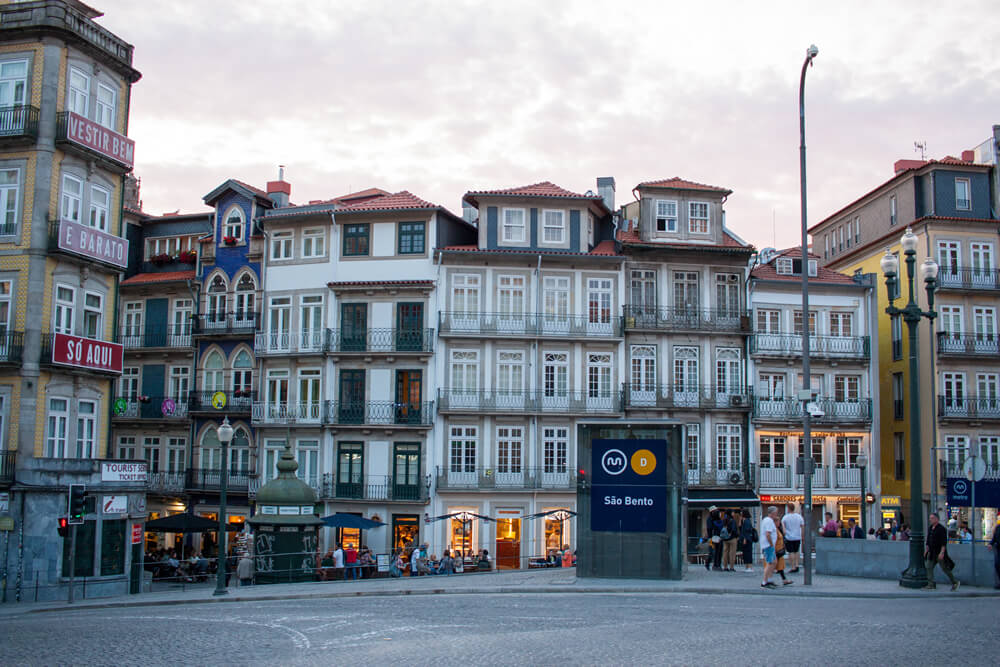 Outside São Bento metro station in Porto, Portugal