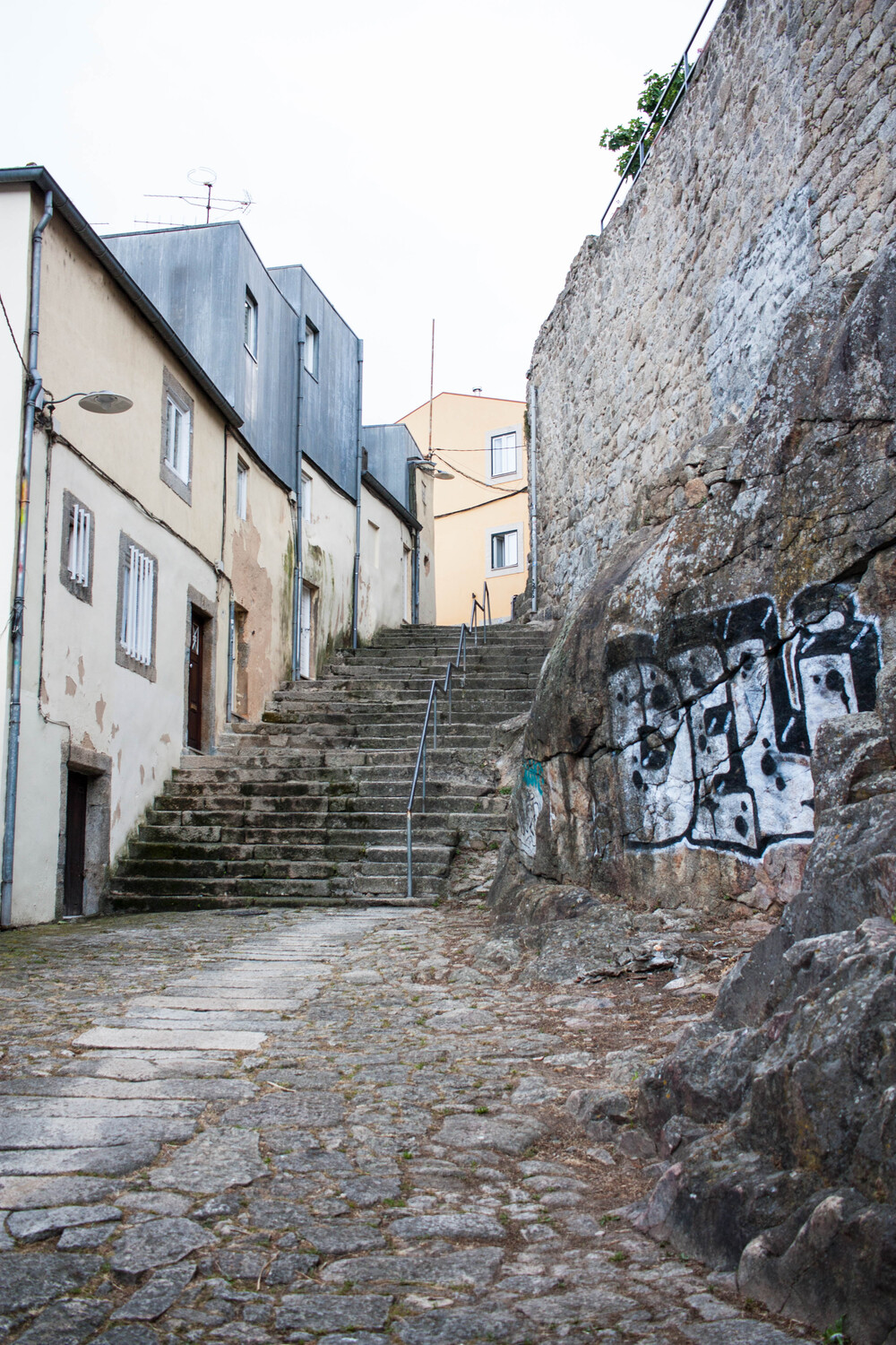 Ribiera (Porto) stone walls and staircase.