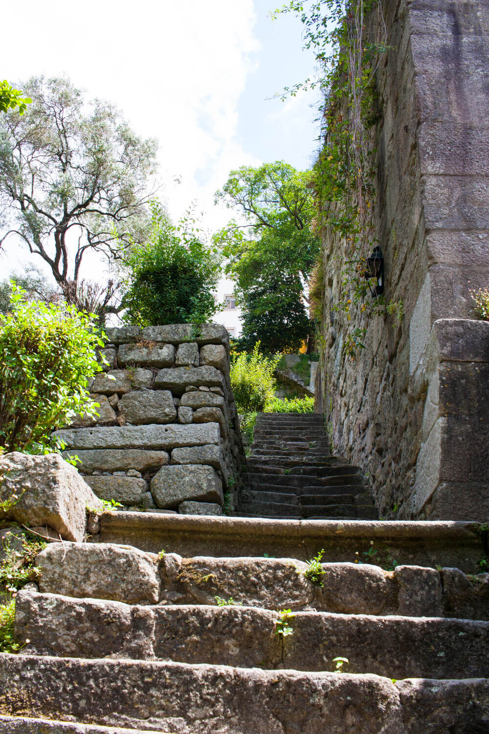 Stone staircases at Parque das Virtudes in Porto, Portugal