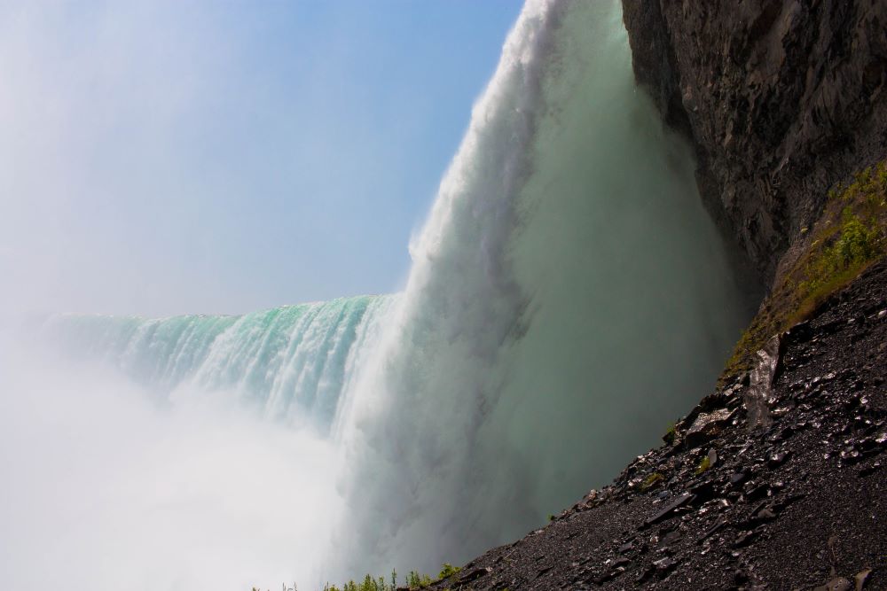 Horseshoe Falls as viewed from the lookout of Journey Behind the Falls in Niagara Falls, Ontario,