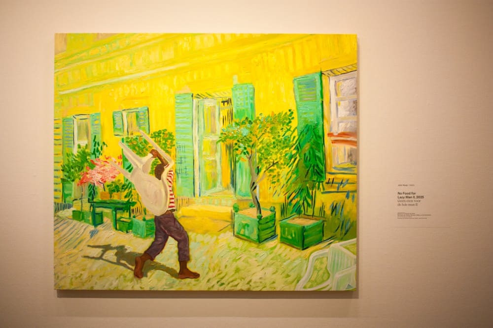 Painting featured at the Van Gogh Museum: "No Food For Lazy Man II" by John Madu.