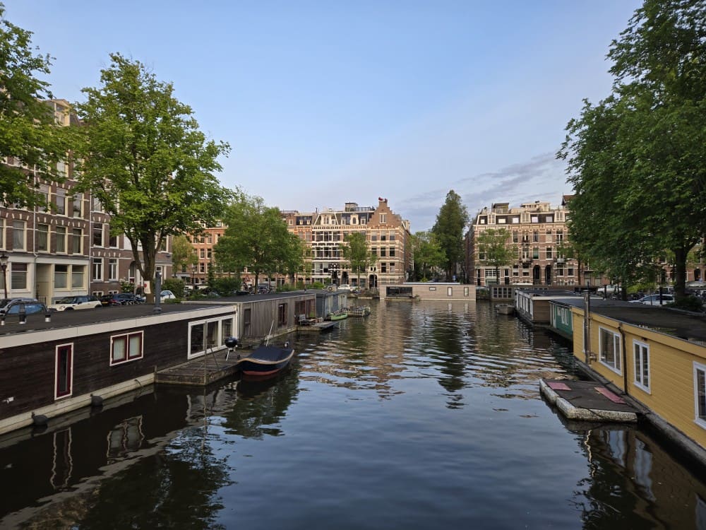 Canal houseboats in Amsterdam, Netherlands.
