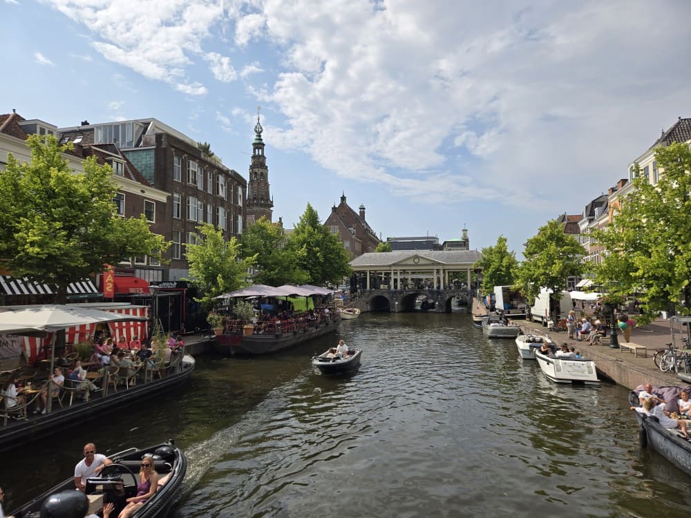 Canal in central Leiden, Netherlands