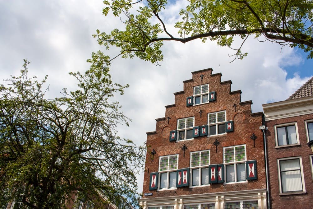 Utrecht building with unique shutters - as viewed on a canal tour.
