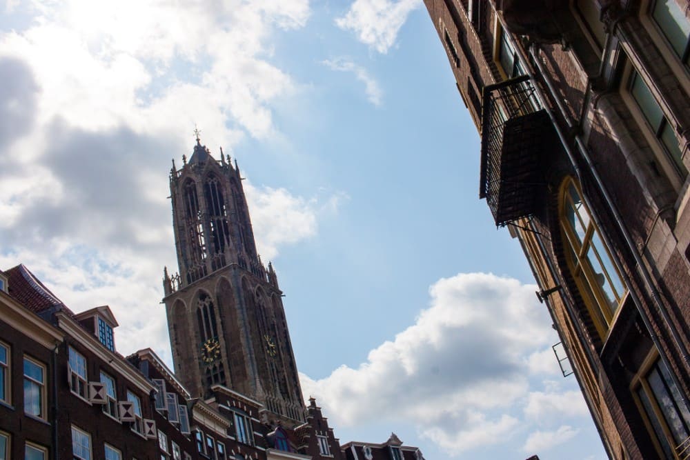Dom Tower as viewed from Oudegracht boat tour.